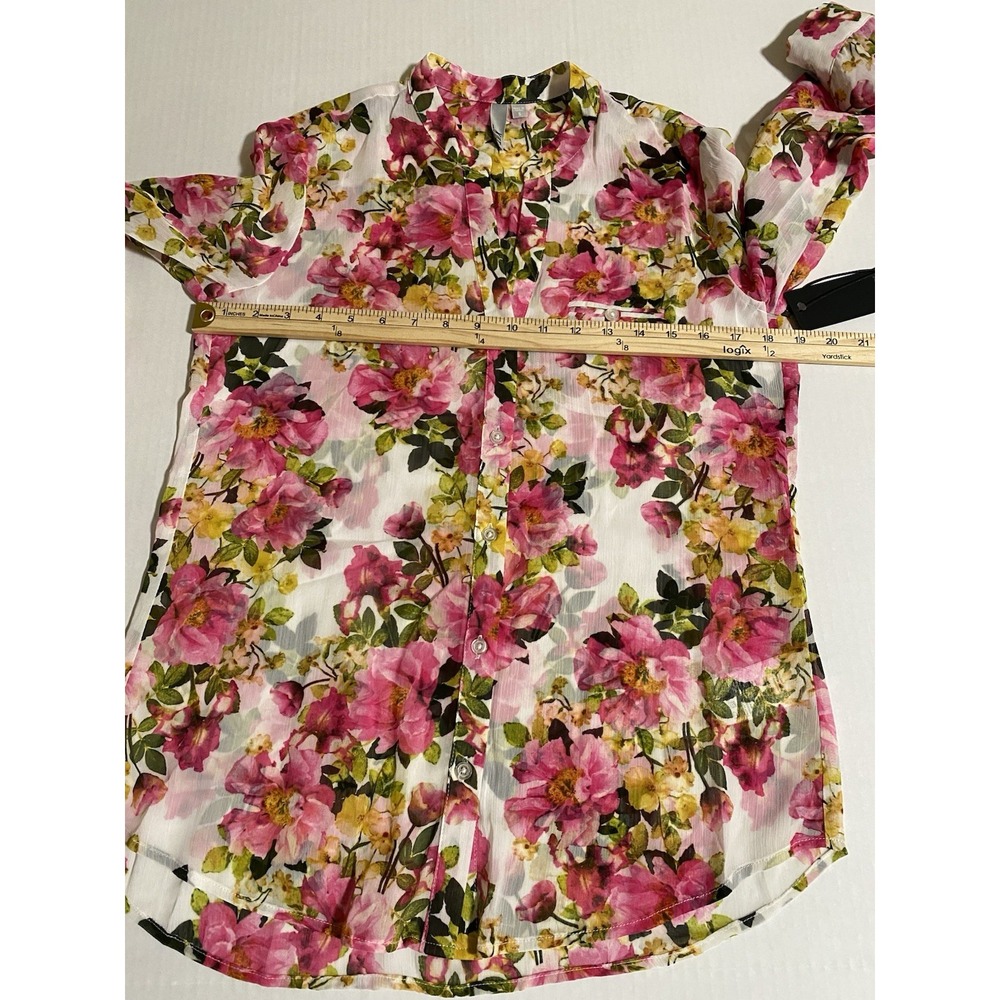 KUT From The Kloth Chiffon Button-Up Shirt Floral Dusty Pink Small NWT - Picture 12 of 14